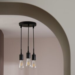 Habitat Lockie Metal 3 Light Cluster Pendant Light - Black - thumbnail 2