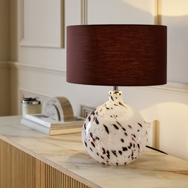 Habitat Confetti Glass Table Lamp - Grey & Brown - image 1