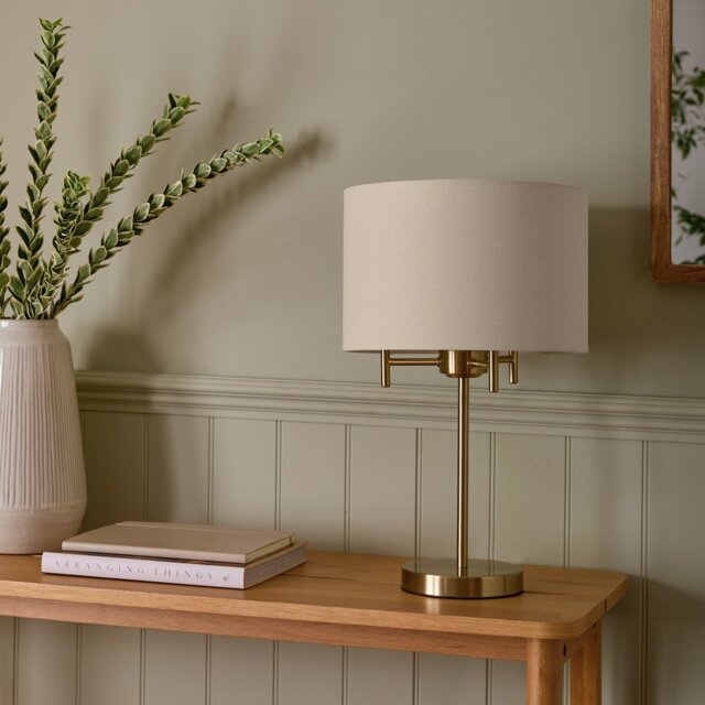 Argos Home Candelabra 45cm Steel Table Lamp - Brass &Natural - image 1
