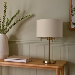 Argos Home Candelabra 45cm Steel Table Lamp - Brass &Natural - thumbnail 1