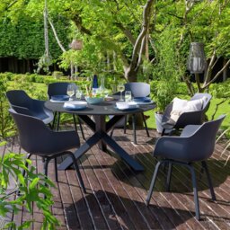 Habitat Aegaen 6 Seater Metal Patio Set - Grey - thumbnail 1