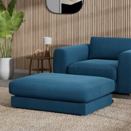 Habitat Ayr Velvet Footstool - Ink Blue - thumbnail 2