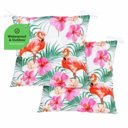 Streetwize Garden Flamingo Palm Seat Cushion - Pack of 2 - thumbnail 1
