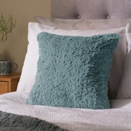 Habitat Faux Fur Textured Cushion - Blue - 43x43cm - thumbnail 1