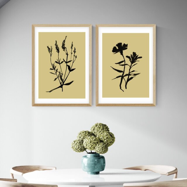 East End Prints Inky Botanical Oak Frame Art Print - A3 - image 1
