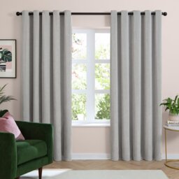 Furn Soft Chenille Blackout Eyelet Curtains - Silver - 117x137cm - thumbnail 2