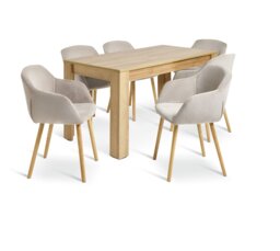 Argos Home Miami Oak Extend Dining Table & 6 Natural Chairs - thumbnail 2
