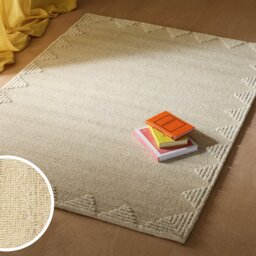 Habitat Diamond Border Beige Wool Rug - 160x230cm - thumbnail 1