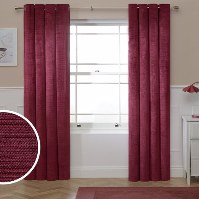 Argos Home Ribbed Velvet Blackout Eyelet Curtain - Burgundy - 168x229cm - image 1