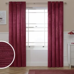 Argos Home Ribbed Velvet Blackout Eyelet Curtain - Burgundy - 168x229cm