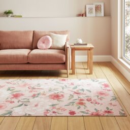 Catherine Lansfield Floral Pink  Rug - 76x150cm