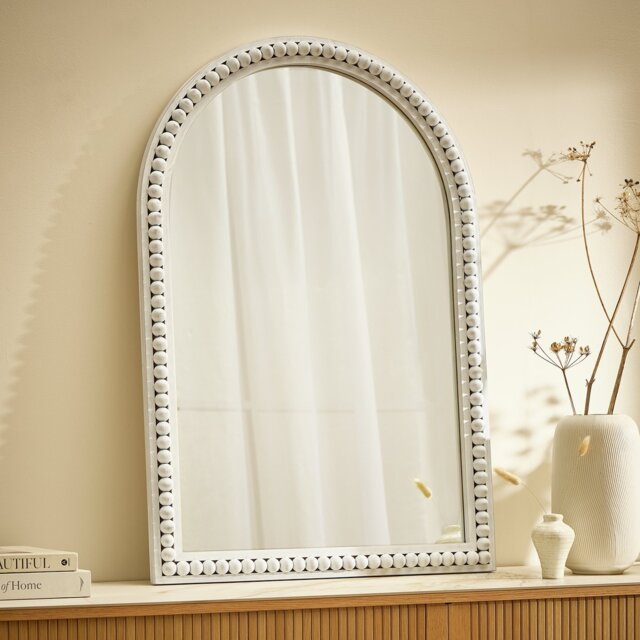 Argos Home Grey Beaded Wooden Arch Wall Mirror - 91x62cm - image 1