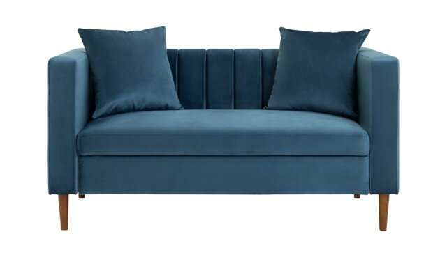 Argos Home Everly Velvet 2 Seater Sofa - Blue - image 1