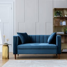 Argos Home Everly Velvet 2 Seater Sofa - Blue - thumbnail 2