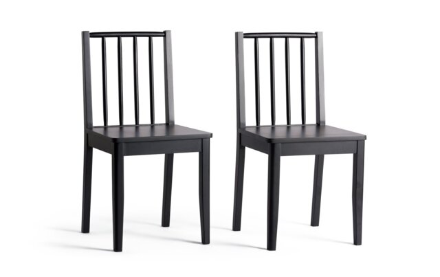 Habitat Nel Pair of Solid Wood Spindle Chair - Black - image 1