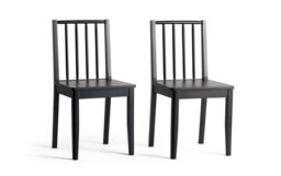 Habitat Nel Pair of Solid Wood Spindle Chair - Black