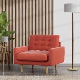 Habitat Fenner Fabric Armchair - Papaya - Ash Leg - thumbnail 2