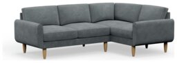 Hutch Velvet Round Arm 4 Seater Corner Sofa - Slate Grey - thumbnail 1