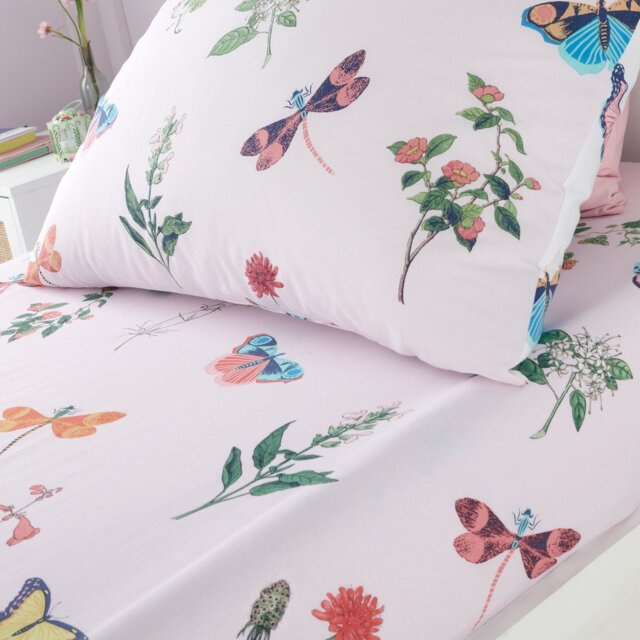 RHS Butterfly Garden Pink Fitted Sheet - Single - image 1