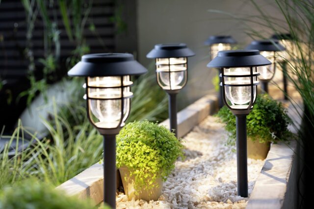Garden by Sainsbury's Set of 6 Caged Stake Solar Lights - image 1