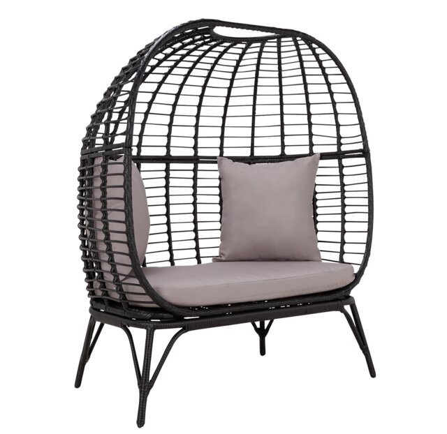 Habitat Kora 2 Seater Egg Garden Bench - Black - image 1