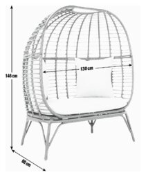 Habitat Kora 2 Seater Egg Garden Bench - Black - thumbnail 2