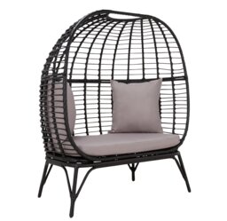 Habitat Kora 2 Seater Egg Garden Bench - Black - thumbnail 1
