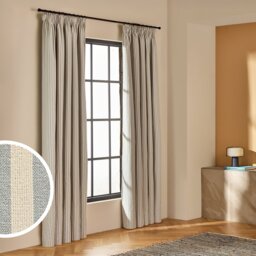 Habitat Yarn Dye Stripe Blackout Pencil Pleat Curtains - Blue - 229x137cm - thumbnail 1
