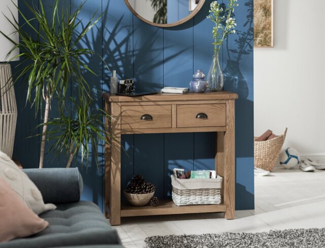 Argos Home Kent 2 Drawer Oak Console Table - Natural - image 1