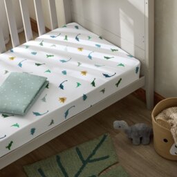 Habitat Cotton Jersey Little Dino Nursery Fitted Sheet - Cot - thumbnail 2