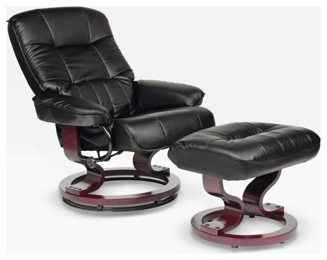 Argos Home Santos Faux Leather Chair with Footstool - Black - image 1