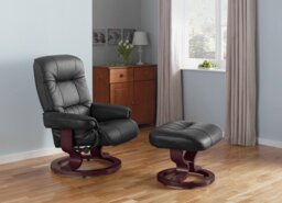 Argos Home Santos Faux Leather Chair with Footstool - Black - thumbnail 2
