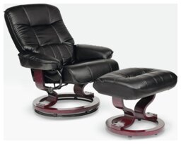 Argos Home Santos Faux Leather Chair with Footstool - Black - thumbnail 1