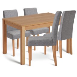 Habitat Clifton Extend Natural Dining Table & 4 Grey Chairs - thumbnail 1