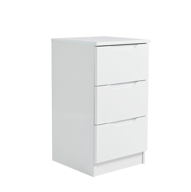 Legato 3 Drawer Bedside Table - White Gloss - image 1