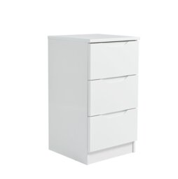 Legato 3 Drawer Bedside Table - White Gloss - thumbnail 1