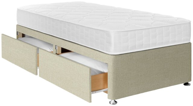 Argos Home Dalham Memory Single 2 Drawer Divan Bed - Natural - image 1