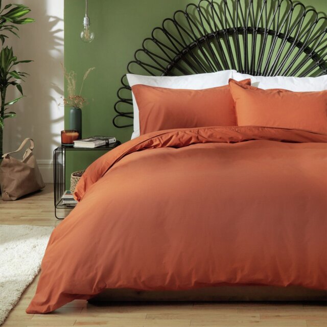 Habitat Cotton Linen Plain Rust Bedding Set - Double - image 1