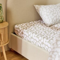 Argos Home Polycotton Floral Leaf Natural Fitted Sheet - Double