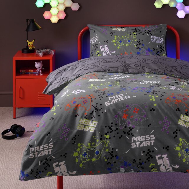 Argos Home Gaming Grey Kids Bedding Set - Double - image 1