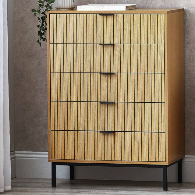 Julian Bowen Sia 5 Drawer Chest - Beige - image 1