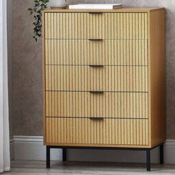 Julian Bowen Sia 5 Drawer Chest - Beige - thumbnail 1