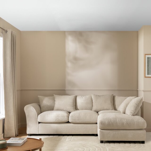 Argos Home Harry Cord Right Hand Corner Chaise Sofa - Stone - image 1