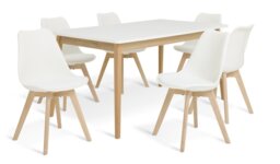 Habitat Sylas Extending White Dining Table & 6 White Chairs