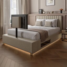 XR Living Maisie Double TV LED Bed Frame - Natural Stone - thumbnail 1