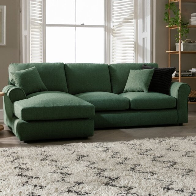 Argos Home Lisbon Fabric Left Hand Corner Chaise Sofa - Green - image 1