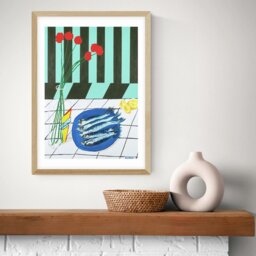 East End Prints Striped Sardines Oak Frame Art Print  - A3 - thumbnail 2