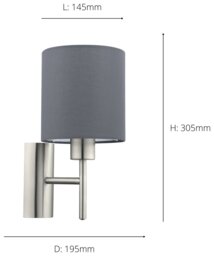 EGLO Pasteri Steel Wall Light - Grey - thumbnail 2