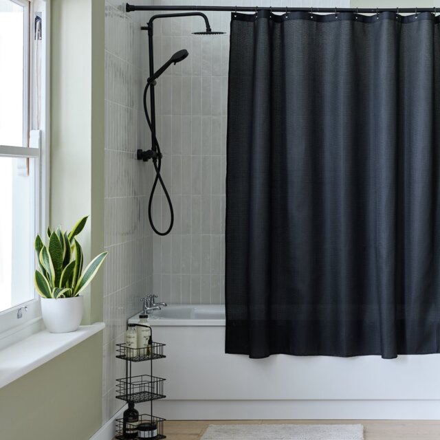 Argos Home Waffle Shower Curtain - Black - image 1