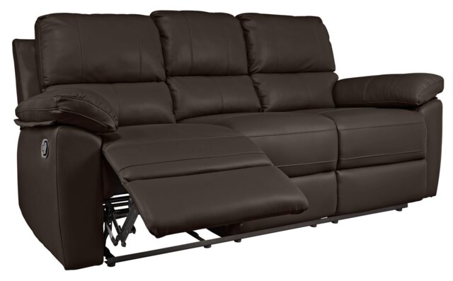 Argos Home Toby Faux Leather 3 Seater Recliner Sofa - Brown - image 1